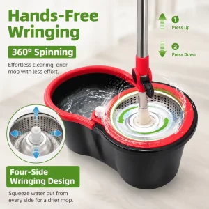 BNcompany Easy Cleaning Microfiber Mops Swivel Spinning 360 Rotating Four Side Wringing Sustainable Tile Floor Pressure Mop