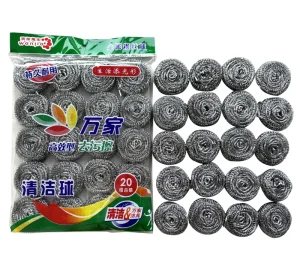 BONNO 20pcs bag Steel Wool Scrubber Stainless Steel Scouring Pad Heavy Duty Metal Scourer Sponge for Tough Kitchen Cleaning