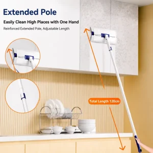 BOOMJOY Magic Net Disposable Mop Dry Wet Cloths Extendable Handle Microfiber Fabric for Wood Glass Marble