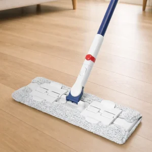 BOOMJOY Professional Flat Mop with Microfiber Head Telescopic Handle Rotating Head & Manual Wringing for Floor Cleaning