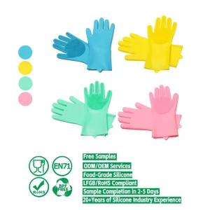 BPA Free Silicone Dishwashing Gloves 180g Household Cleaning Gloves
