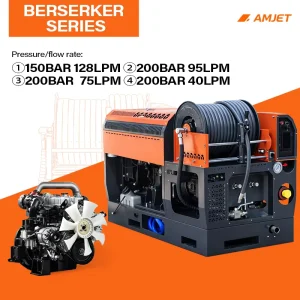 BS15128 150bar Diesel Sewer Cleaning Machine, 128LPM, for Municipal Pipes