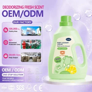 Baby Laundry Detergent Liquid for Gentle Cleaning and Deep Stain Removal with Lemon Scent