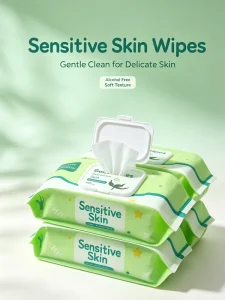 Baby Soft Wet Cleansing Wipes Eco Friendly Cotton 15x20cm 80 Count HugiBaby