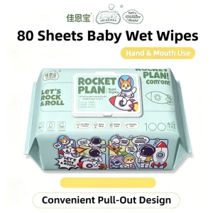 Baby Wipes 80 Sheets 200x145mm for Hand and Mouth Use Pregnancy Safe Kids Wipes OEM