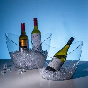 BaiLi Modern Luxury PET Plastic 4L Handheld Cooler Ice Bucket Tongs Portable Party Beer Wine Outdoor Fruit Beverages