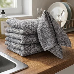 Bamboo Charcoal Microfiber Dish Cloth Durable Kitchen Cleaning Towel Reusable Dishwashing Rag