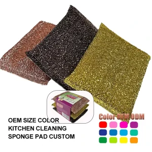 Bamboo Fiber and Stainless Steel Dishwashing Sponge Scrubber Pad
