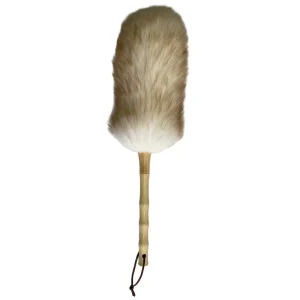 Bamboo Handle Wool Duster with Natural Fur Head for Home Car and Ceiling Dusting