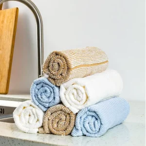Bamboo Microfiber Kitchen Cleaning Cloth, Reusable Lint-Free Oil-Resistant Dish Towels, Quick-Dry