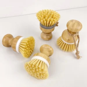 Bamboo Palm Dish Brush with PP Bristles and Jute Hanging Rope for Dishes Pots Pans and Sinks
