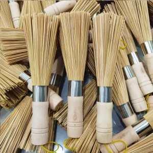 Bamboo Pot Brush with Long Handle for Cleaning Pots and Pans