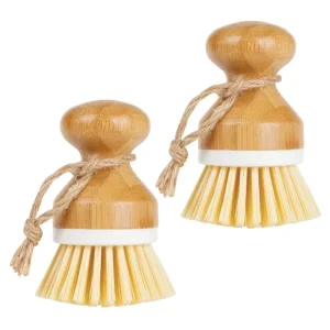 Bamboo Round Mini Palm Scrub Brush Round Mini Cleaning Brush Kitchen