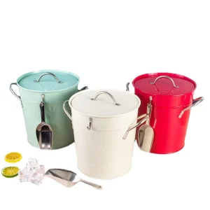 Bar Home Kitchen Europe Style Eco-Friendly Thickened Metal 3.5L Insulated Double Wall Ice Bucket with Lid Scoop Custom Logo