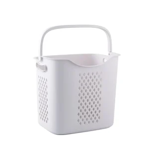 Bathroom Laundry Basket Dirty Clothes Storage Basket Plastic Laundry Cart with Universal Wheel