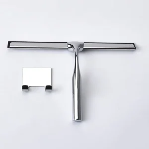 Bathroom Stainless Steel Window Squeegee Car Glass Scraper Cleaning Squeegee with Hook Holder