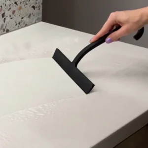 Bathroom Vanity Scratch Free Silicone Squeegee Water Wiper with Hanging Hook for Mirror Glass Countertop