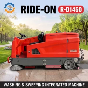 Battery-Powered Heavy-Duty Ride-On Industrial Floor Scrubber with Large Capacity for Warehouses