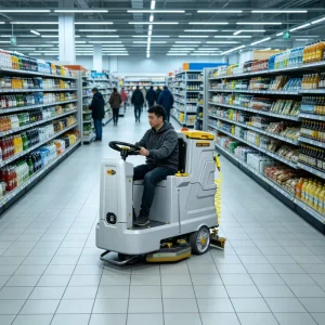 Battery-Powered Ride-On Floor Scrubber with 85L Water Tank