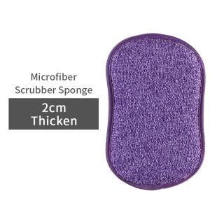 Bearfamily Scouring Pad Double Sided Kitchen Absorbent Microfiber Dishwashing Sponge