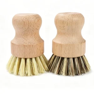 Beech Wood Dish Brush with Natural Sisal and Palm Bristles for Pots, Pans, and Vegetables