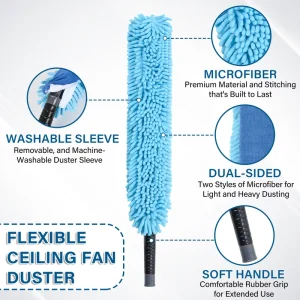 Bendable Chenille Microfiber Ceiling Fan Duster with Nylon and Plastic Construction