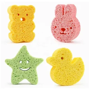 Best Seller Eco Friendly Rectangle Green Baby Bath Sponge Soft Foam Scrubber with High Absorption for Bathing