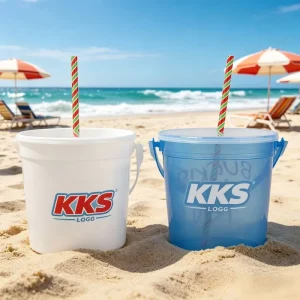Beverage Brand Marketing Merchandise Plastic 1000ml Wide Stadium Cups Barware Rum Plastic Drink Buckets with Handle and Lid