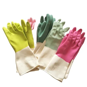 Bi-Color Korean-Style Thickened Rubber Gloves Anti-Cut Anti-Slip Waterproof Touchscreen Beaded