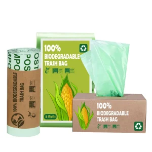 Big PLA+PBAT Biodegradable Compostable Gravure Printed Flat Security Waterproof Spout Top Trash Bag 19×21