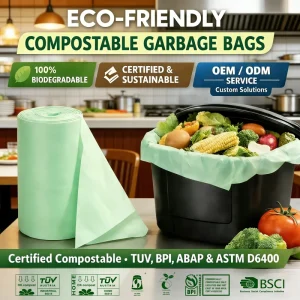 Bio base Compostable Biodegradable Waste Garbage Trash Bin Waste Bag for Household