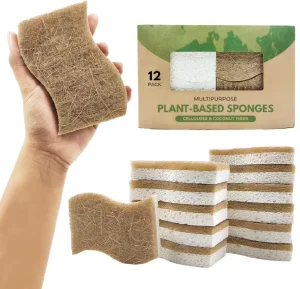 Biodegradable Compostable Cellulose Coconut and Walnut Kitchen Scrubber Scouring Pads, 20 mm Thick