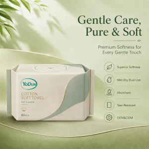 Biodegradable Cotton Tissue Gentle Cleansing Dry Wipes for Beauty Salon and Home Use