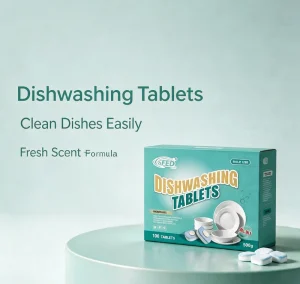 Biodegradable Dishwashing Machine Detergent Tablets Deep Clean No Residue Formula
