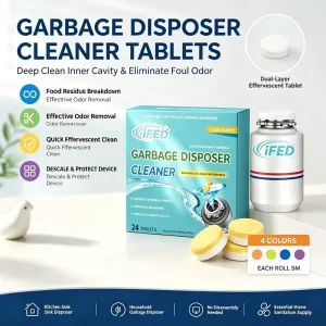 Biodegradable Effervescent Garbage Disposal Cleaner Tabs for Food Stains and Odor Removal