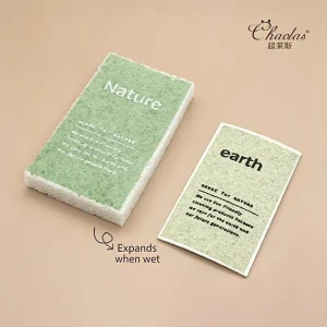 Biodegradable High-Absorbent Printed Compressed Wood Pulp Kitchen Dishwashing Sponge Scouring Pad