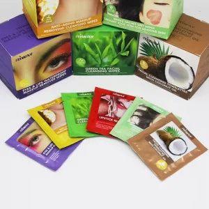 Biodegradable Individually Wrapped Makeup Remover Wipes for Face and Eyes, Alcohol-Free