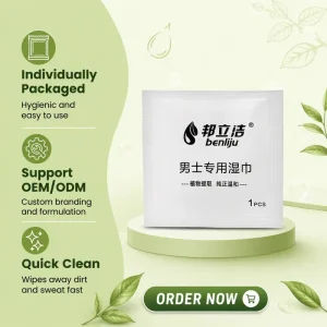 Biodegradable Individually Wrapped Organic Men’s Cleaning Wipes