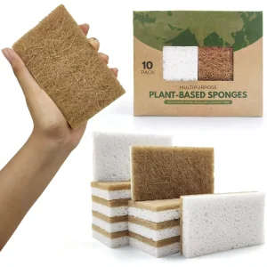 Biodegradable Natural Kitchen Sponge Compostable Cellulose and Coconut Walnut Scrubber Sponge Eco Friendly Sponge