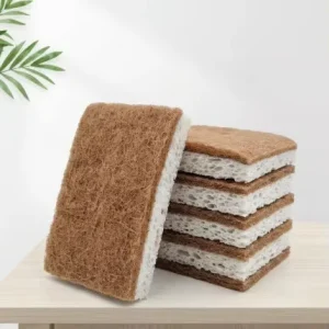 Biodegradable Natural Kitchen Sponge Eco Friendly Compostable Cellulose Coconut Walnut Scrubber Popular Scouring Pads High Water