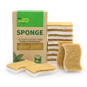 Biodegradable Natural Kitchen Sponge Eco Friendly Compostable Cellulose Coconut Walnut Scrubber Popular Sponge Scouring Pads