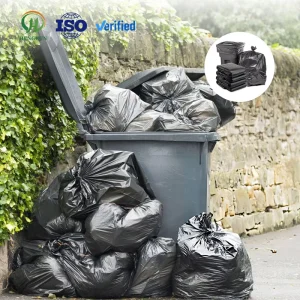 Black Contractor Grade Heavy Duty PE Trash Bags with Heat Seal for Industrial Packaging Construction and Shipping