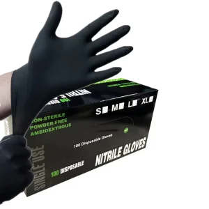 Black Disposable Nitrile Gloves 5 Mil Latex-Free Powder-Free Medical Grade for Tattoo, Mechanic, Household Cleaning