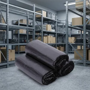 Black Drawstring Kitchen Trash Bags 13 Gallon Heavy Duty Side Gusset