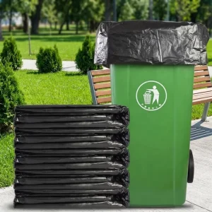 Black Flat Garbage Bag Hot Seal Heavy Duty Disposable Plastic Trash Bags Kitchen Waste Bin Liners Customizable OEM
