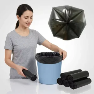 Black Flat Heat Seal Garbage Bag Heavy Duty Disposable Trash Bags Kitchen Waste Bin Liners mm Customizable OEM