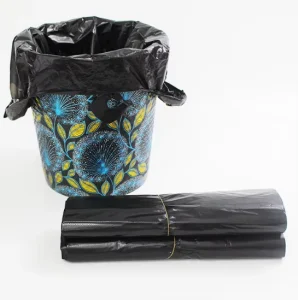 Black HDPE Vest Handle Disposable Trash Bags Household Kitchen Bin Liners