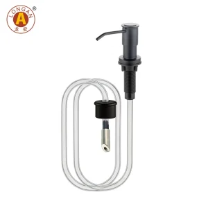 Black Kitchen Sink Soap Dispenser with Brushed Nickel ABS Pump Head and 17-Ounce PE Soap Bottle