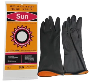 Black Latex Industrial Protective Gloves, Chemical Corrosion-Resistant, Waterproof and Oil-Resistant