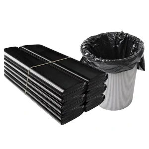 Black Plastic Grocery Trash Bags with Handles for Kitchen Garbage Can Liners